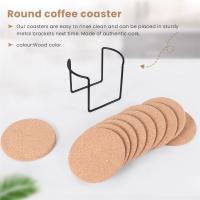 Round Cork Coasters for Drinks,with Metal Holder Storage Caddy,Reusable Saucers for Cold Drinks Wine Glasses Cup - details 4