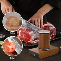 Juego de afilador de cuchillos rodante de madera de primera calidad con 15 °   & 20 °   Ángulos magnéticos |   Ideal para cuchillos de cocina, cuchillas y tijeras de chef: duradero, lavable, no requiere ensamblaje, marrón claro, kit de afilado de cuchillo - details 4