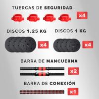 Juego de Mancuernas Ajustables 2 en 1 Pesas de 10kg a 40kg Barra Recta Ajustable y Antideslizante - details 3