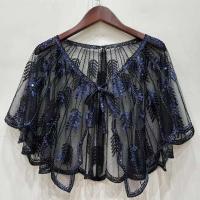 Bufanda de lentejuelas retro con cuentas de los años 20, camisón estilo Flapper vintage, sábana bordada de malla transparente, accesorios de fiesta Bolero - details 10