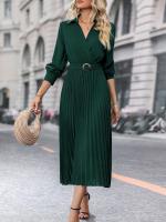 Vestido largo plisado de manga larga para mujer, elegante y hermoso, Color sólido, moda de primavera y otoño - details 4