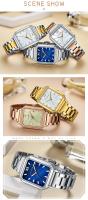 Reloj cuadrado mini de lujo para mujer con esfera de nácar, correa luminosa de acero inoxidable, reloj de moda, regalo para mujer - details 12