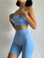 Conjuntos de Yoga de 2 uds., trajes de entrenamiento de cintura alta para mujer, ropa de gimnasio, trajes deportivos, chándal de Fitness, ropa deportiva, traje corto - details 14