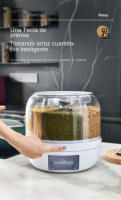 Dispensador de cereales y arroz, contenedor giratorio de 360 °   para alimentos secos de cocina con 6 compartimentos, fácil de q - details 2