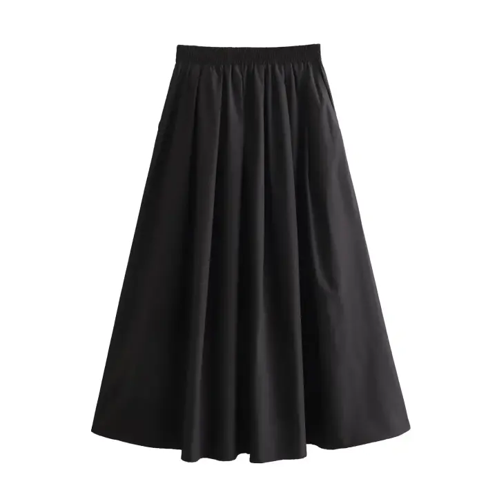 Falda Larga A-Line Mooyufon Estilo Vintage Chic para Mujer Cintura Alta Anchos Swing - 1