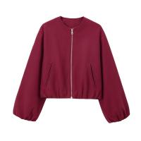 BUNO-Chaquetas Bomber rojas con cremallera para mujer, chaquetas recortadas suaves, chaqueta deportiva de manga larga para mujer, novedad en prendas de vestir exteriores 2025 - details 10