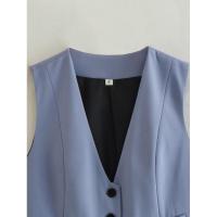 OUWU- Chaleco sin mangas para mujer, chalecos elegantes con cuello en V y una sola botonadura, blusas blancas elegantes - details 16