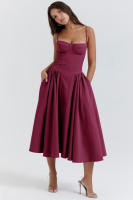 Vestido de mujer sin mangas y hombros, diseño elegante, vestido de corte - details 15