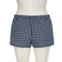 Pantalones cortos básicos cómodos e informales sueltos con botones de cintura elástica tejidos a rayas de verano para mujer - details 83
