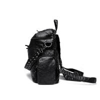 Mochila de piel sintética con decoración de remaches, bolso de hombro multifuncional con cremallera para viajes y compras - details 3