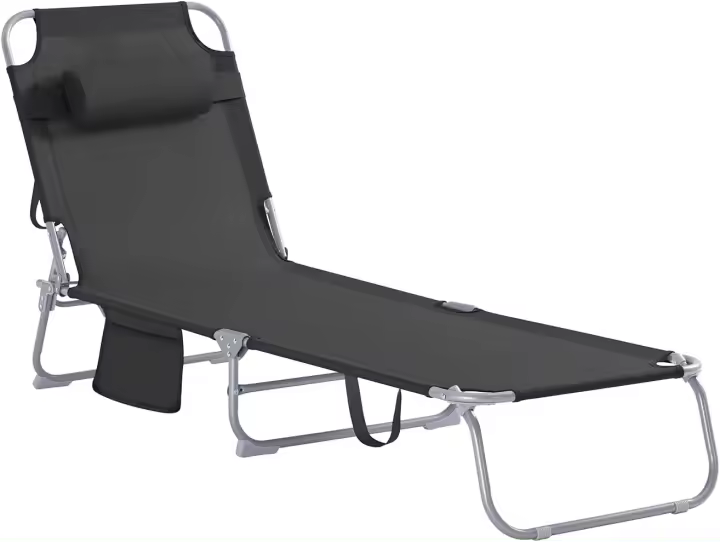 Jardín Mecedora, Tumbona Inclinable de Acero Plegable con Almohada Playa Piscina, Tumbona, OGS35-MI ES - 1