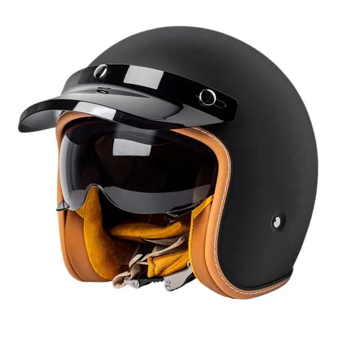Casco de motocicleta retro para hombre, medio, tres cuartos, crucero americano, Invierno - 1