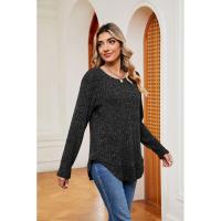 Jersey de manga larga para mujer, camiseta holgada con cuello redondo, tops de Color sólido, otoño e invierno, nuevo - details 26