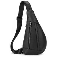 Bolso de pecho de cuero de vaca suave para hombres, paquete de pecho de cuero genuino, bandolera pequeña, bolso antirrobo, café - details 25
