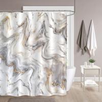 Cortina de Ducha Mármol Gris Oro Moderno Abstracto Lujo Cortina de Baño de Poliéster Impermeable Antimoho Lavable Cortina Ducha 180 x 180 cm con Ganchos - details 1