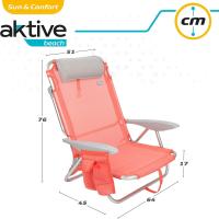 62262 - Pack de 2 sillas plegables multiposición para playa, jardín, terraza o camping beige, Medidas 64x11x64cm, 4 posiciones, con cojín en el cabecero, Incluye asa de transporte, Ibiza X2 - details 23