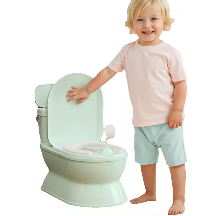 Asiento de entrenamiento para niños pequeños 2 en 1 grande y desmontable con sonido de lavado, almacenamiento de toallitas húmedas y soporte para papel higiénico - 1
