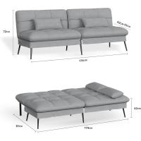 Sofá cama plegable de tela para salón, tipo loft, color gris, con almohada y respaldo ajustable en 5 niveles. - details 1