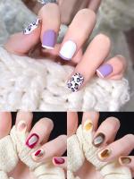 24pcs Uñas Postizas Cortas Diseño Leopardo Morado Reutilizables Para Mujeres Y Profesionales Arte De Uñas Falso Acrílico Cobertura Total - details 5