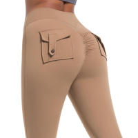 Pantalones deportivos elásticos para mujer, gimnasio con bolsillos, entrenamiento para correr, pantalones altos SexIs Belta, levantamiento de glúteos de Color sólido - details 15