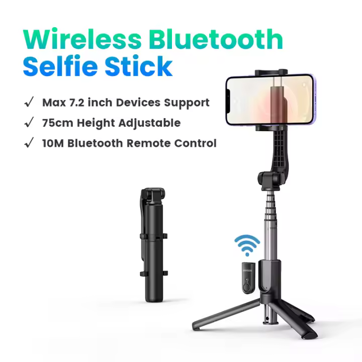 UGREEN Bluetooth5.1 trípode/palo Selfie soporte 750mm extendido 10m Bluetooth obturador remoto Universal para IOS Android - 1