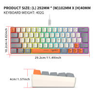 Teclado para juegos con cable USB, periférico portátil con retroiluminación RGB, color gris y Beige, para ordenadores portátiles con Windows y ordenador, 63 teclas - details 8