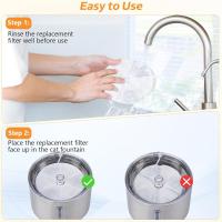 Fuente de agua para gatos, fuente de agua para mascotas de acero inoxidable de 84 oz/2,5 l, dispensador automático de agua para perros con ventana de nivel de agua, bomba ultrasilenciosa, perfecta para gatos, perros y múltiples mascotas - details 7