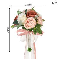 Ramo de flores artificiales de boda rosa y blanco hecho a mano para decoración de novia de San Valentín decoración de rosas al por mayor - details 5