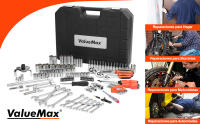ValueMax-herramientas de reparación de automóviles, Kit de herramientas manuales de taller mecánico, llave inglesa, destornillador, juego de enchufes, 122 piezas - details 2