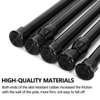 Paquete de barras de armario de tensión, varilla de cortina de resorte para proyectos de bricolaje, ancho extensible, 11,81 a 20 pulgadas (negro), 5 paquetes - details 4