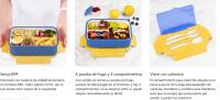 Fiambrera infantil de 1400Ml Para Adultos,tupper Para niños, sin BPA colegio con 3 Compartimentos, Para microonda - details 2