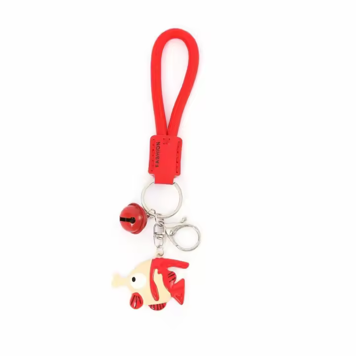 Llavero de pez payaso con correa para la muñeca, decoración de bolso cosido a mano, colgantes de dibujos animados de pez payaso, baratija, colgante de llave de dibujos animados de Anime con corazón para chica - 1