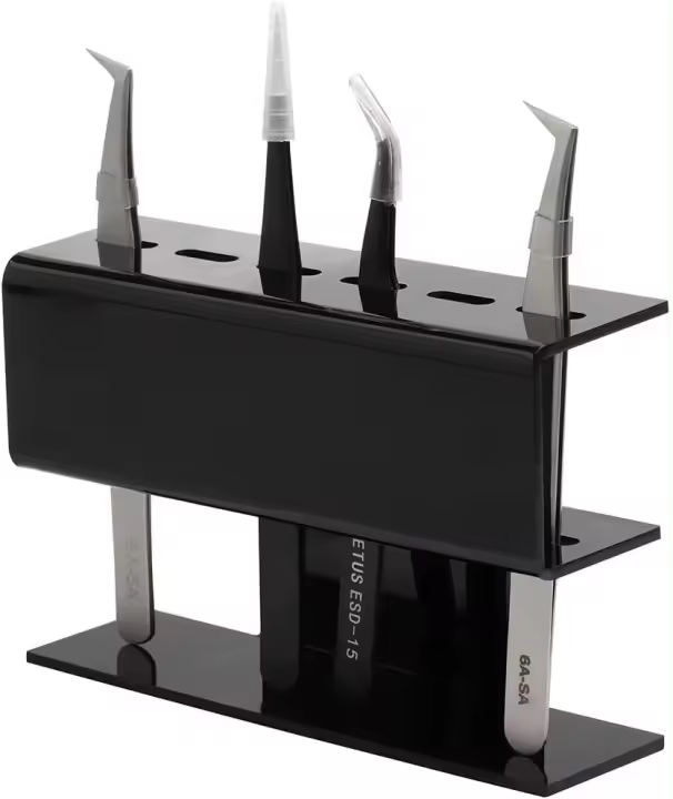 GEMERRY Pinzas Pestañas 6A-SA Acero inoxidable Plateada Exclusiva para extensiones de Pestañas - 1