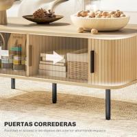 Mesa Baja de Centro para Sala de Estar Estilo Persiano con 2 Puertas 2 Compartimentos - details 4