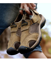 Sandalias clásicas de cuero genuino para hombre, zapatos transpirables de cuero de vaca, sandalias romanas suaves para exteriores, Verano - details 14