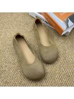 Zapatos sencillos de boca poco profunda con cabeza redonda 2025, nuevos, de interior y exterior de cuero, sin cordones, de suela plana, informales, de talla grande - details 4