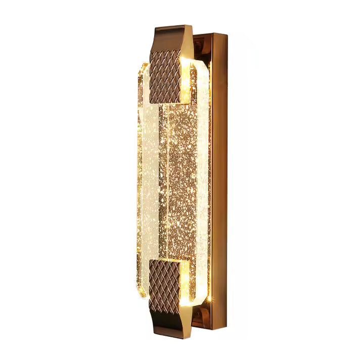 GOECO Lámpara de pared de cristal de lujo, color dorado, 38x10x8 cm, luz cálida 3000K, 6W, decoración elegante para dormitorios - 1