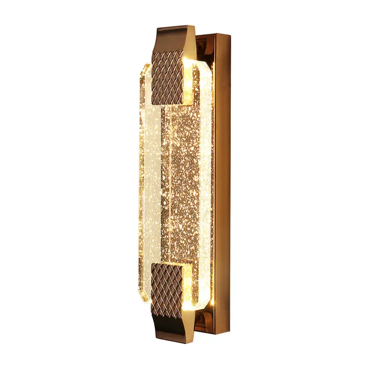 GOECO Lámpara de pared de cristal de lujo, color dorado, 38x10x8 cm, luz cálida 3000K, 6W, decoración elegante para dormitorios - 1