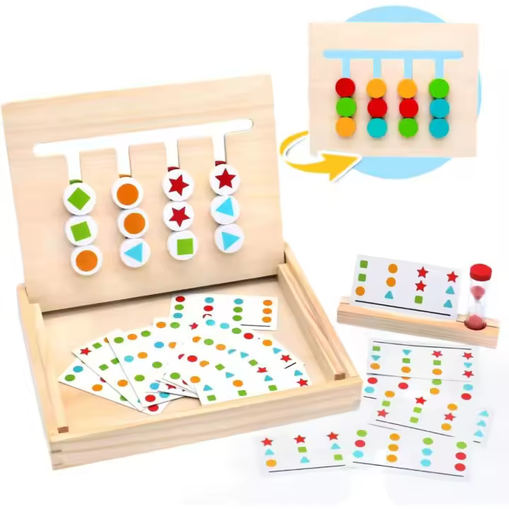 Puzle de Madera Montessori para Niños, 3 y 4 Años, Juegos Educativos, Mesa con Tarjetas - 1