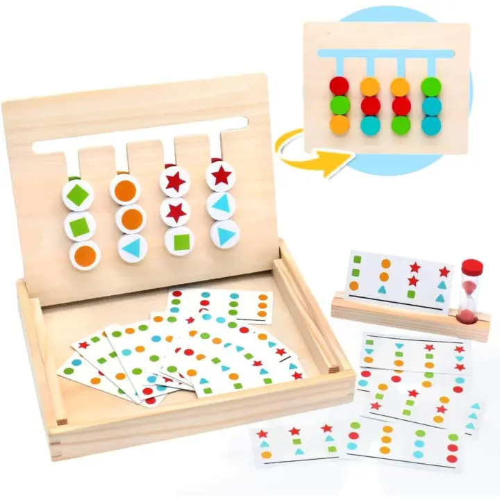 Puzle de Madera Montessori para Niños, 3 y 4 Años, Juegos Educativos, Mesa con Tarjetas - 1