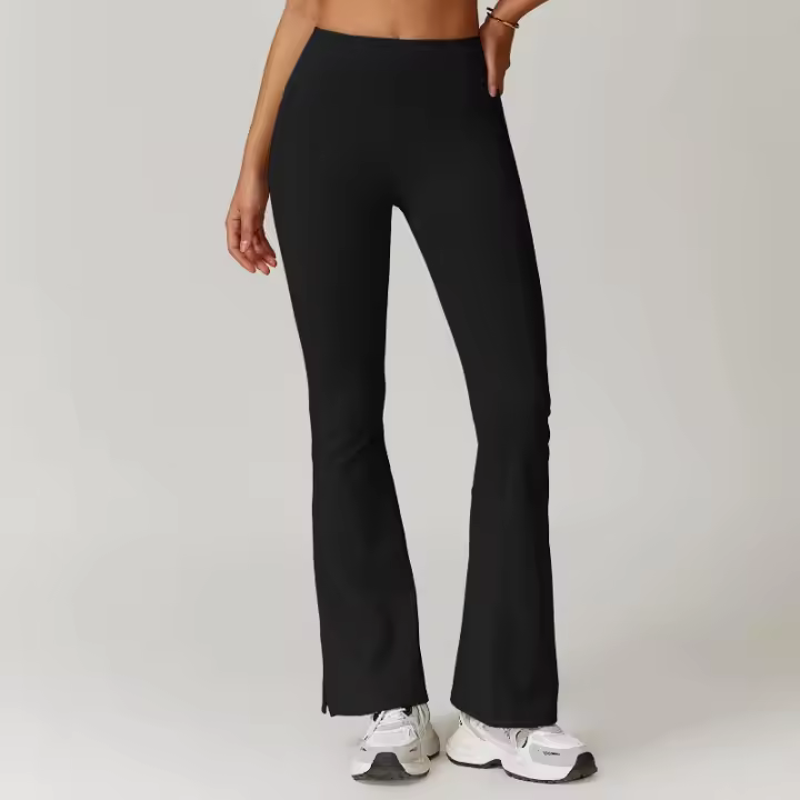 Botas de cintura alta con logotipo personalizado, pantalones acampanados para mujer, elásticos, transpirables, para gimnasio, fitness, baile, leggings de entrenamiento - 1