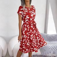 Ropa de mujer Primavera Verano Nuevo Vestido de manga corta con lazo floral Falda plisada - details 0