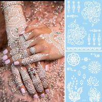 Cara marrón rojo pluma muñeca cuello herramienta de belleza tatuajes temporales encaje tatuajes falsos Henna tatuaje pegatinas flor tatuajes falsos - details 6