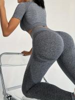 Conjunto Deportivo De 2 Piezas, Top De Yoga De Manga Corta Y polaina De Entrenamiento Para Correr De Cintura Alta, Ropa - details 41
