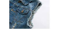 Chaleco vaquero de algodón de moda retro primavera-verano para hombre con correas, sin mangas, tela a máquina - details 7