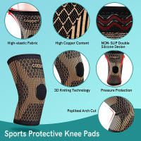 Rodillera de fibra de iones de cobre para hombres y mujeres, soporte de compresión, entrenamiento deportivo, desgarro de menisco, alivio del dolor articular ACL, 1 par - details 5