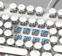 Teclado mecánico Retro Steam Punk para juegos, 104 teclas, luz blanca, tapa redonda, LED, retroiluminación brillante, con cable USB - details 2