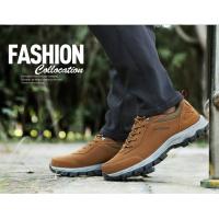 Zapatos De Senderismo Para Hombre Botas De Trekking Deportivas Transpirables De Cuero Respirables Antideslizantes Cómodas Para Acampar Y Caminar En Verano - details 1