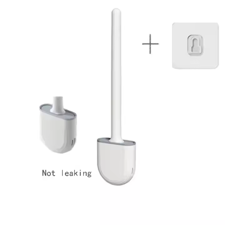 Reemplazo de escobilla de baño montada en la pared, cepillos de baño de silicona de mango largo, cerdas suaves de secado rápido, juego de baño para bidé - 1