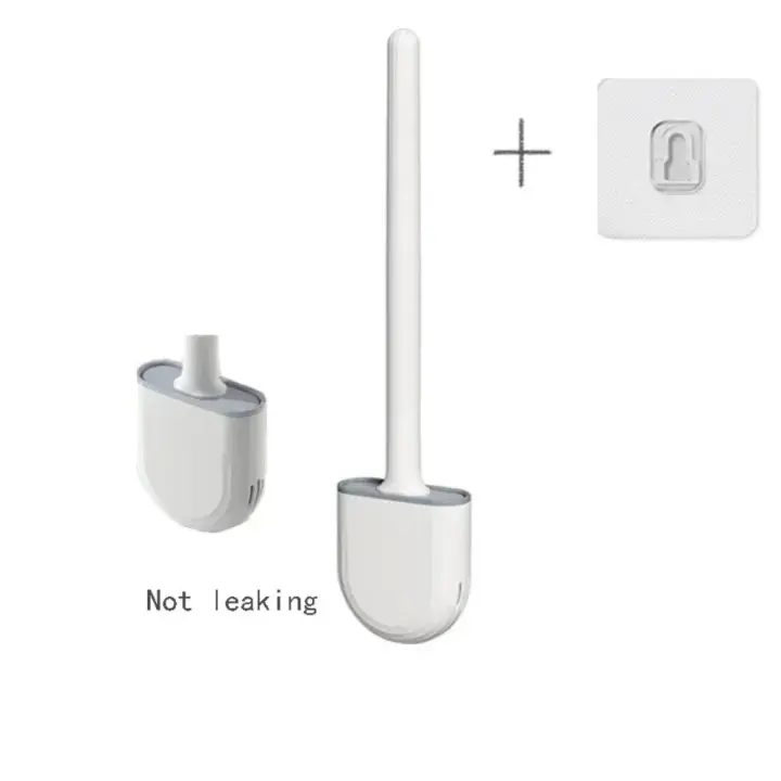 Reemplazo de escobilla de baño montada en la pared, cepillos de baño de silicona de mango largo, cerdas suaves de secado rápido, juego de baño para bidé - 1